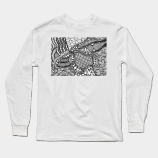 Abstract monochrome pattern illustration hand draw inspired by zentangle Long Sleeve T-Shirt